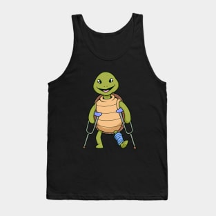 On crutches - cartoon turtle Tank Top